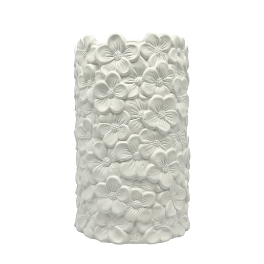 8" Embossed Floral DIY Tall Ceramic Cylinder Vase by Make Market®
